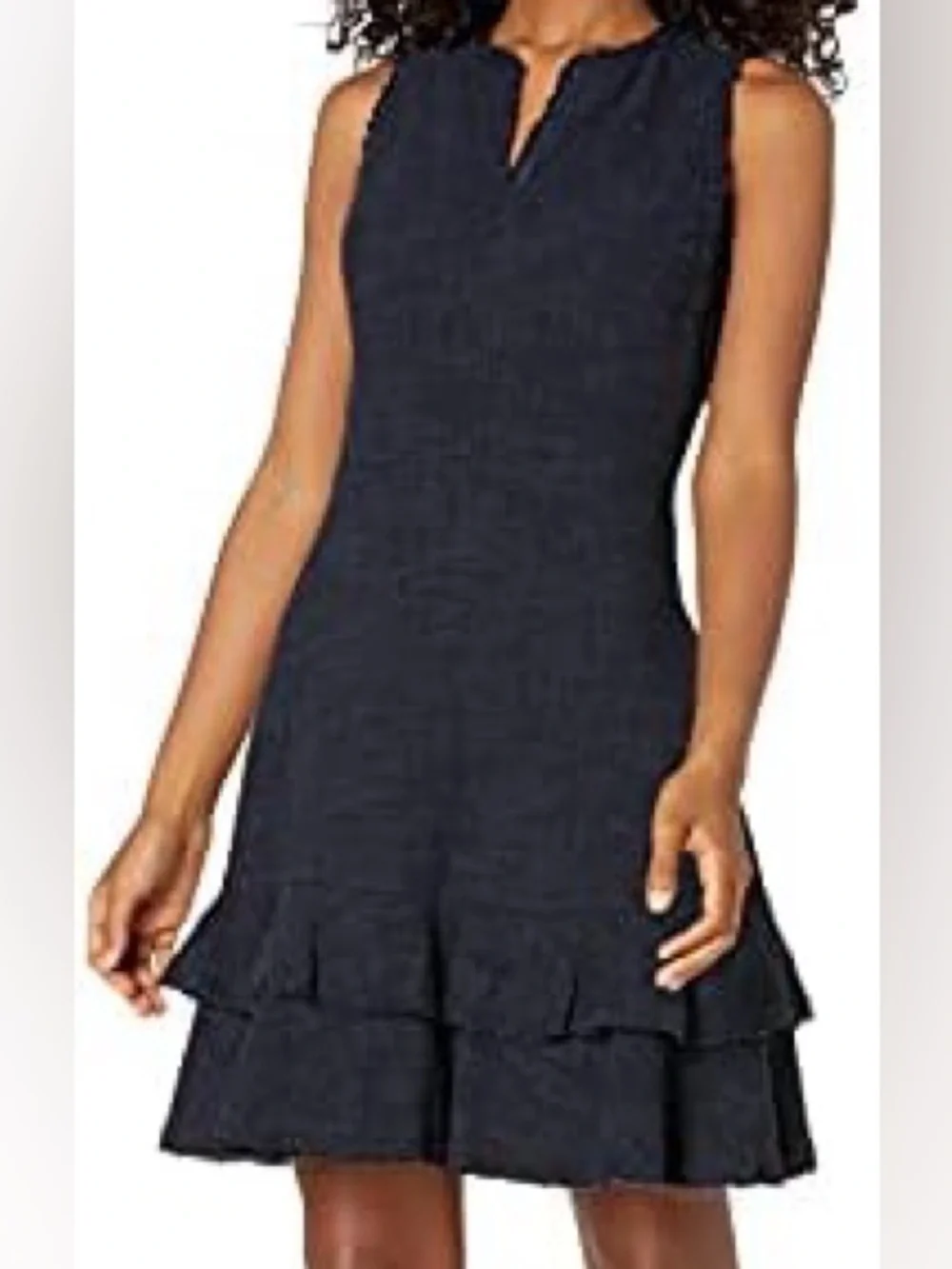 Karl Lagerfeld Black Sleeveless Sheath Dress with Ruffle Hem (009)